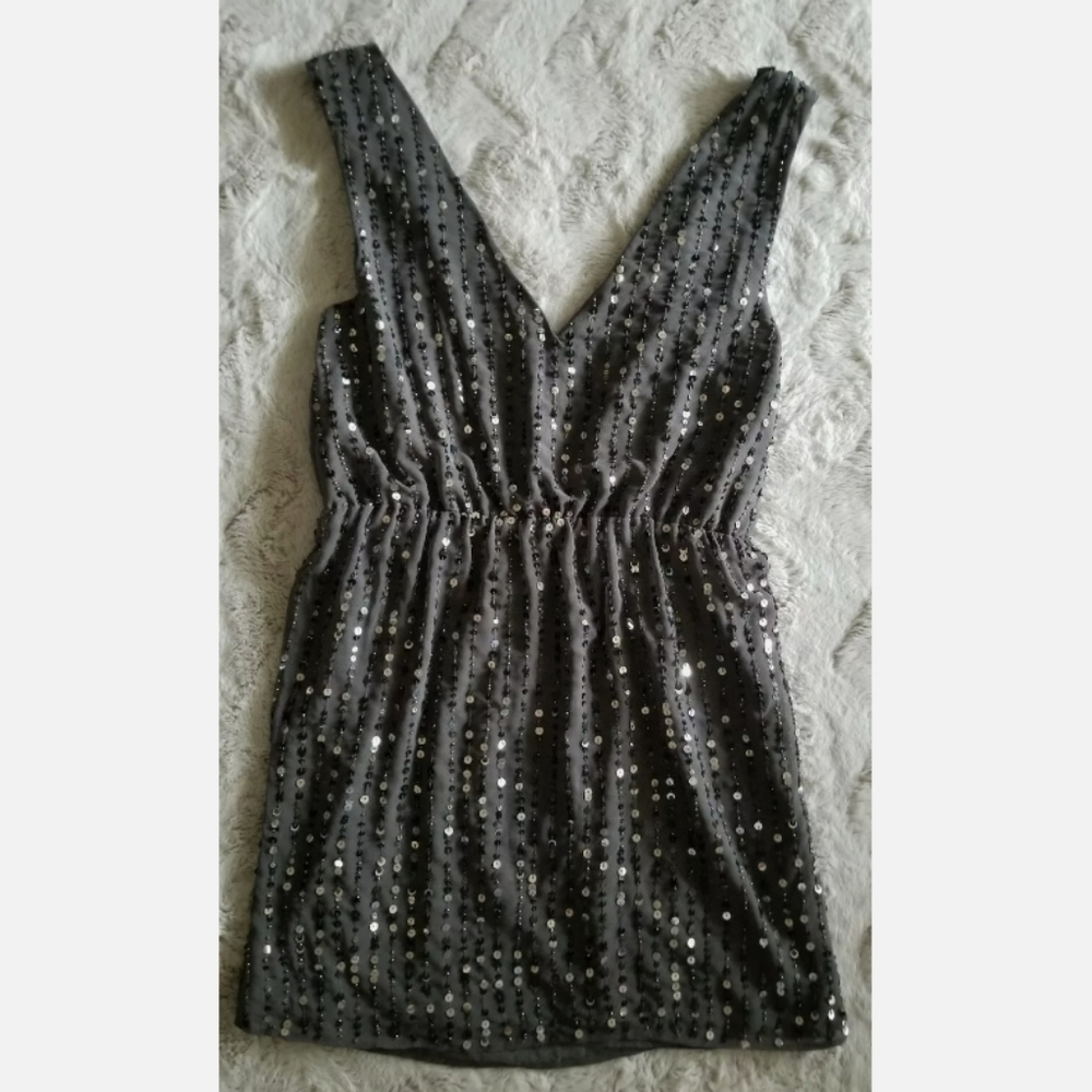 Walter Baker Mason Dress Dark Grey Bead New Sequin Size 6‎